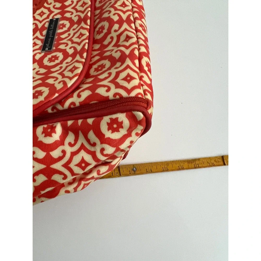 Petunia Pickle Bottom Boxy Backpack Diaper Bag Red Cream Geometric Tile Print